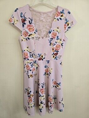 Three Hearts Pink Floral Lace-Back Mini Dress